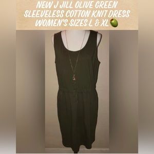 🎉HP🎉NEW J Jill Olive Green Sleeveless Cotton Knit Dress Women’s Sizes L & XL🖤